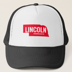 Lincoln Nebraska State Outline Bold Red Midwest Trucker Pet
