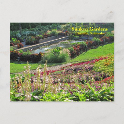 Lincoln, Nebraska Sunken Gardens #222N 0222 Briefkaart (Voorkant)