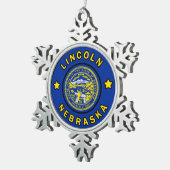 Lincoln Nebraska Tin Sneeuwvlok Ornament (Rechts)