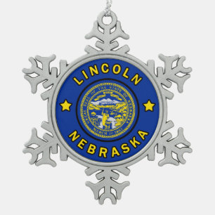 Lincoln Nebraska Tin Sneeuwvlok Ornament