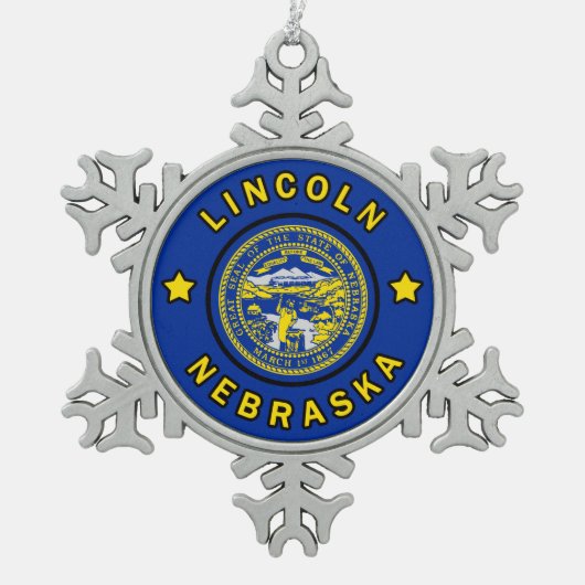 Lincoln Nebraska Tin Sneeuwvlok Ornament (Voorkant)