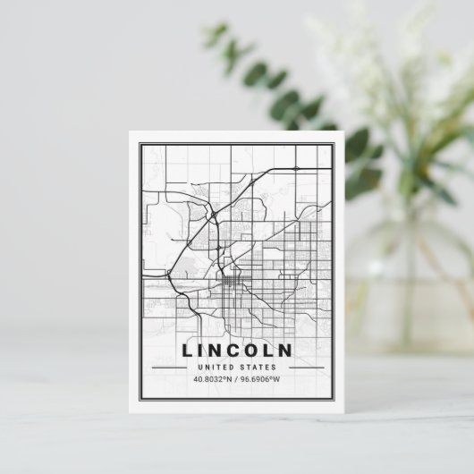 Lincoln Nebraska USA Travel City Map Briefkaart (Staand voorkant)