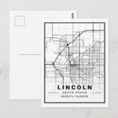 Lincoln Nebraska USA Travel City Map Briefkaart (Voorkant / Achterkant)