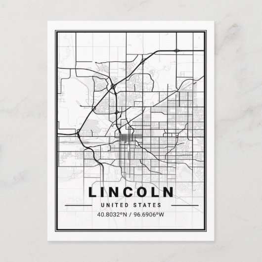 Lincoln Nebraska USA Travel City Map Briefkaart (Voorkant)