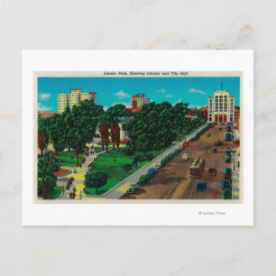 Lincoln Park met bibliotheek en stadhuis Briefkaart