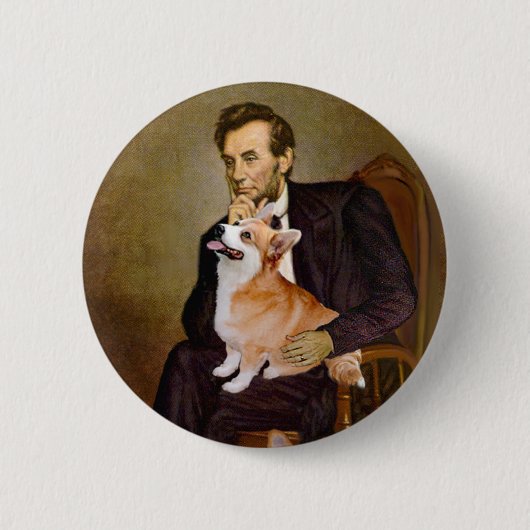 Lincoln - Pembroke Welsh Corgis (twee) Ronde Button 5,7 Cm (Voorkant)