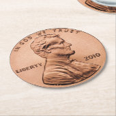 Lincoln Penny Ronde Kartonnen Onderzetter (Gebogen)