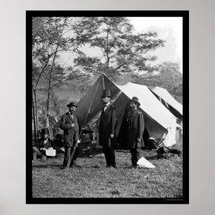 Lincoln, Pinkerton en McClernand in Antietam 1862 Poster