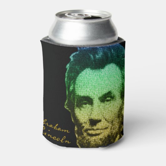 Lincoln Portrait Text Poster Blikjeskoeler (Blikje Achterkant)