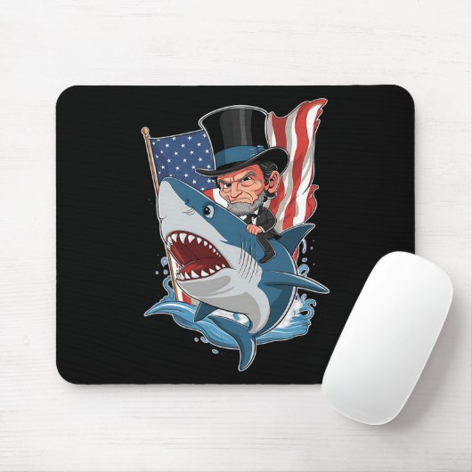 Lincoln Riding Shark Geweldige vierde juli Graphi Muismat (Met muis)