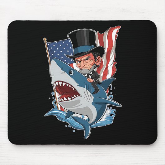 Lincoln Riding Shark Geweldige vierde juli Graphi Muismat (Voorkant)