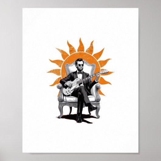 Lincoln Unplugged – Grappige Abraham Lincoln Gitaa Poster (Voorkant)