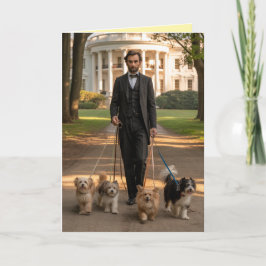 Lincoln Walkin' the Dog Card Feestdagen Kaart