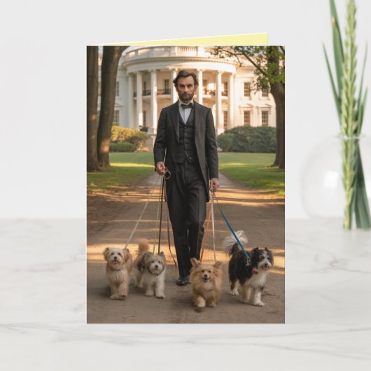 Lincoln Walkin' the Dog Card Feestdagen Kaart (Voorkant)