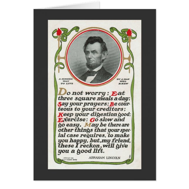 Lincoln's sensible Way to Live Card (Voorkant)