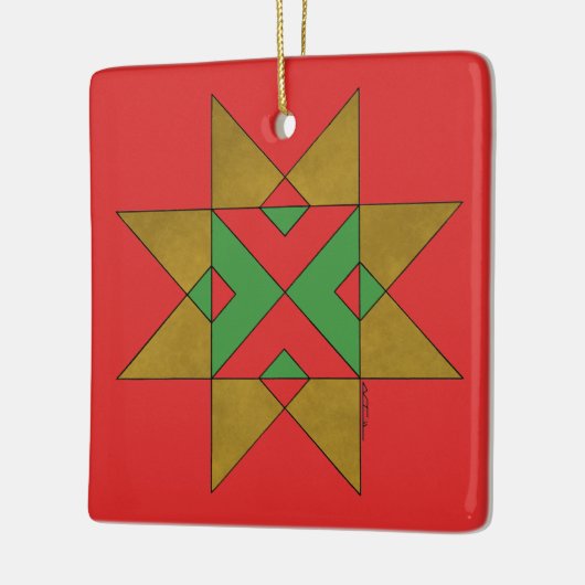 Lincolnshire Auseklis Witch Mark Rood en Groen Keramisch Ornament (Links)