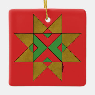 Lincolnshire Auseklis Witch Mark Rood en Groen Keramisch Ornament
