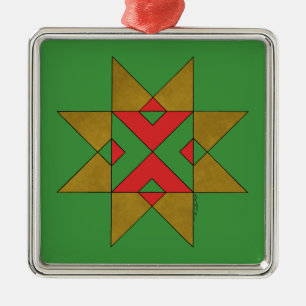 Lincolnshire Auseklis Witch Mark Rood en Groen Metalen Ornament