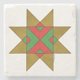 Lincolnshire Auseklis Witch Mark Rood en Groen Stenen Onderzetter