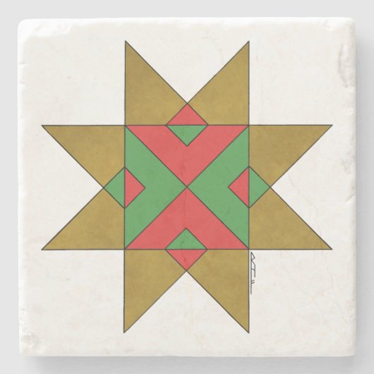 Lincolnshire Auseklis Witch Mark Rood en Groen Stenen Onderzetter (Voorkant)