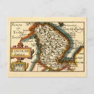 Lincolnshire County England Oude antiquarische kaa Briefkaart