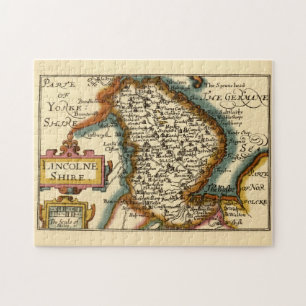 Lincolnshire County England Oude antiquarische kaa Legpuzzel