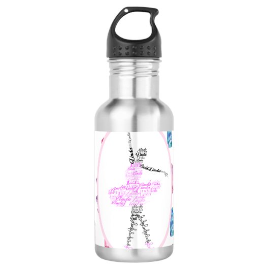 Linda Ballerina Personalized Dancer Gift Waterfles (Voorkant)