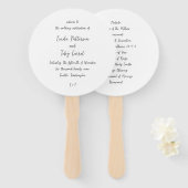 Linda eenvoudige moderne bruiloft programma handwaaier (Voorkant en achterkant)