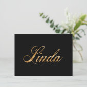 Linda gold Design Lettering Karte Kaart (Staand voorkant)