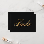 Linda gold Design Lettering Karte Kaart (Voorkant / Achterkant in situ)
