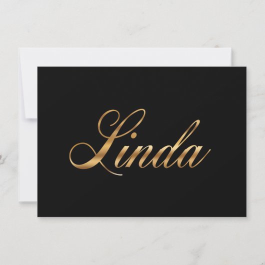 Linda gold Design Lettering Karte Kaart (Voorkant)