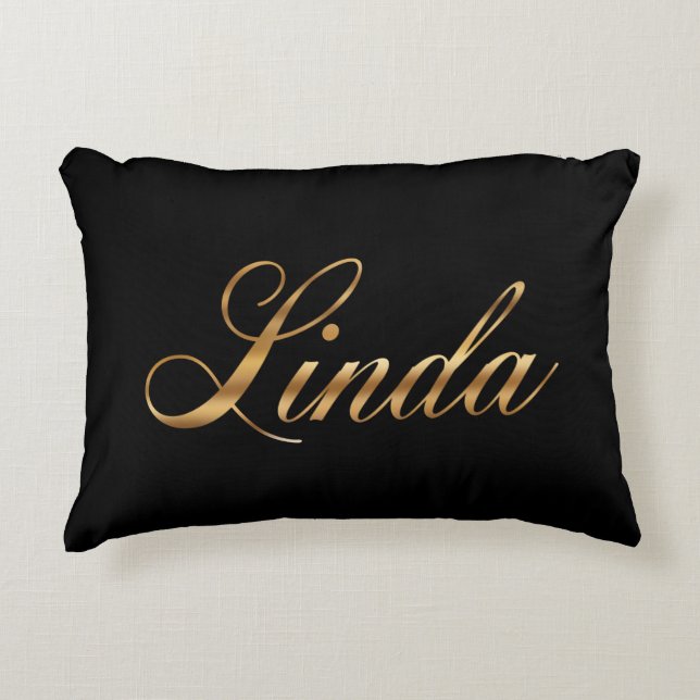 Linda gold Design Lettering Kissen Accent Kussen (Voorkant)