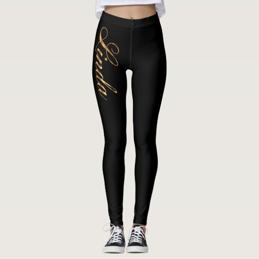 Linda gold Design Lettering Leggings (Voorkant)