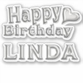 Linda Happy Birthday silver Aufkleber Sticker (Voorkant)