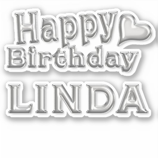 Linda Happy Birthday silver Aufkleber Sticker (Voorkant)