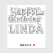 Linda Happy Birthday silver Aufkleber Sticker (Vel)