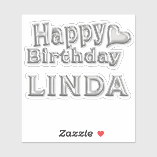 Linda Happy Birthday silver Aufkleber Sticker (Vel)
