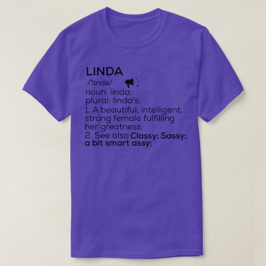 Linda Naam Definitie Linda Vrouw Naam T-shirt (Design voorkant)