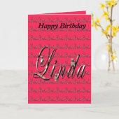 Linda, Naam, Logo, Happy Birthday Kaart (Gele Bloem)