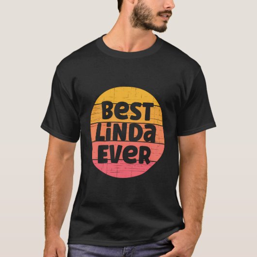 Linda naam Retro Sunset Graphic Beste Linda ooit T-shirt (Voorkant)