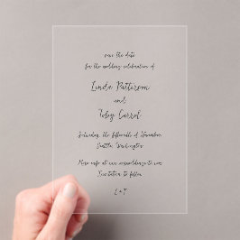 Linda Simple Modern Wedding Save the Date Acryl Uitnodigingen
