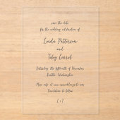 Linda Simple Modern Wedding Save the Date Acryl Uitnodigingen (Voorkant)