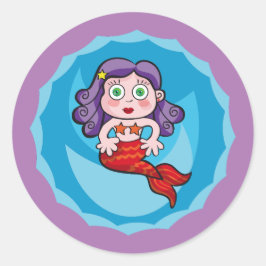 Linda sirenita. Sirena, Mermaid. Ronde Sticker