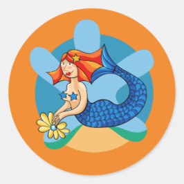 Linda sirenita. Sirena, Mermaid. Ronde Sticker