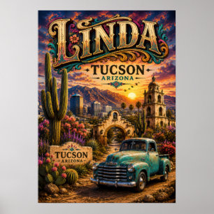 Linda Tucson Arizona Gepersonaliseerd Zuidwesters Poster