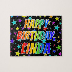 "LINDA" Voornaam, Fun "HAPPY BIRTHDAY" Legpuzzel
