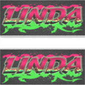 Linda Vorname Name Graffiti Aufkleber Sticker (Voorkant)