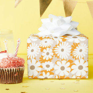 Lindas flores grandes y blancas en patrón cadeaupapier