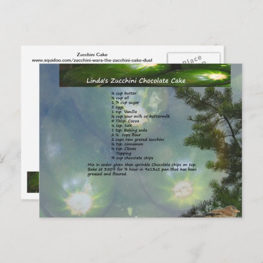 Linda's Zucchini Chocolate Cake Briefkaart (Voorkant / Achterkant)