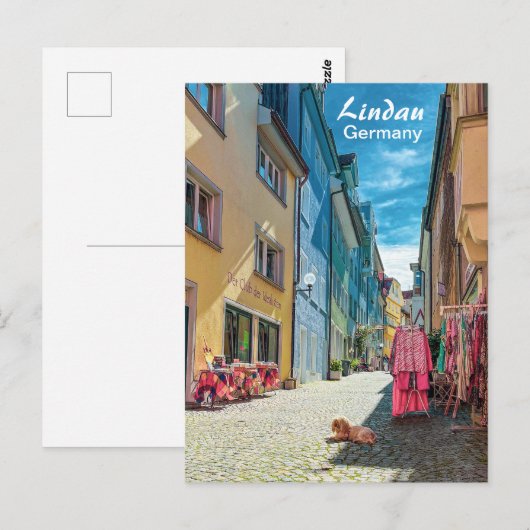 Lindau in Duitsland Straat in de oude stad Briefkaart (Voorkant / Achterkant)